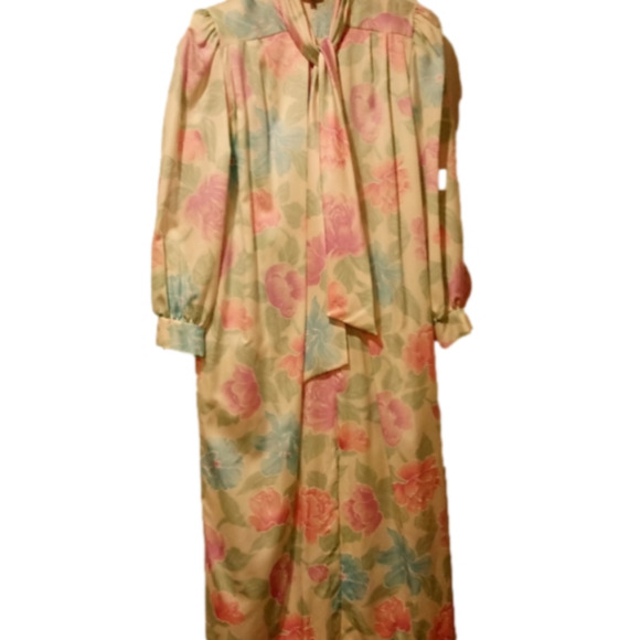 Christian Dior Loungewear Vintage Silk Satin Flower Nightgown Pajamas Robe Y2K - Picture 3 of 6